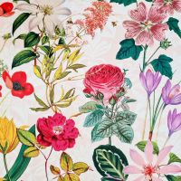 Stoff Baumwolle Satin "Alchemille" Blumen bunt Digitaldruck 0,5 Stoff Baumwolle Satin "Alchemille" Blumen bunt Digitaldruck 0,5