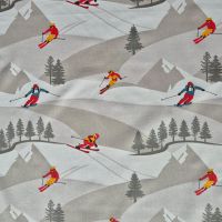 Stoff Meterware Baumwolle "Schussfahrt" Ski Wintersport beige weiß 0,5 Stoff Meterware Baumwolle "Schussfahrt" Ski Wintersport beige weiß 0,5