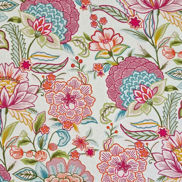 Stoff Meterware Baumwolle "Bloom Rose" Blumen Blüten pastell weiß 0,5