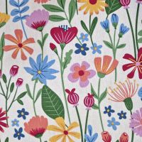 Stoff Baumwollstoff "Blommor" weiß bunt scandi 0,5 Stoff Baumwollstoff "Blommor" weiß bunt scandi 0,5
