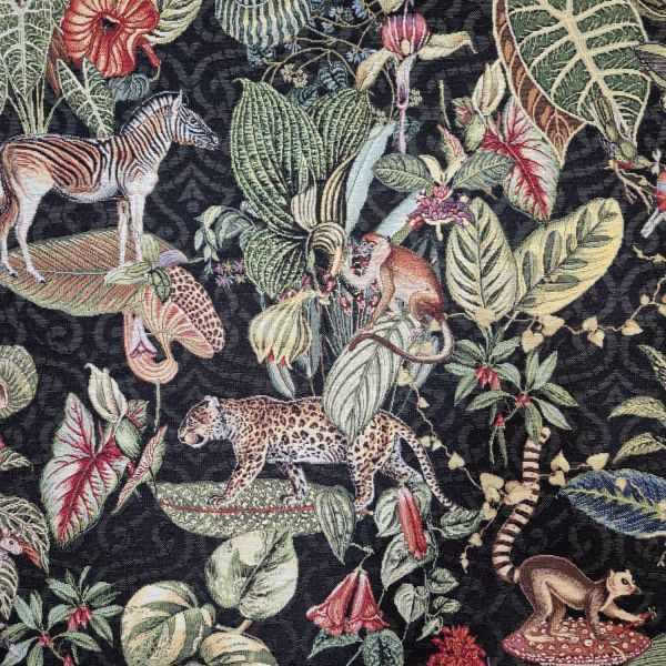 Stoff Meterware Jacquard "Nachts im Dchungel" Taschenstoff Dekostoff exotisch 0,5