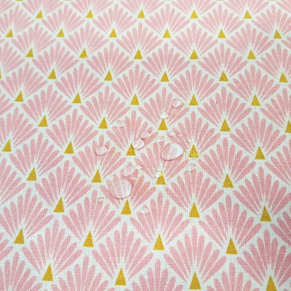 Kurzstück Stoff Baumwolle Japan Fächer Raute rosa messing beschichtet 1,30m x 1,60m