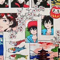 Stoff Baumwolle "Sasuke" Manga Japan multicolor 0,5 Stoff Baumwolle "Sasuke" Manga Japan multicolor 0,5