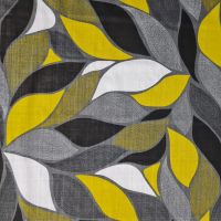Stoff Baumwolle "Amaya" Abstrakt grau schwarz gelb weiss Blätter Retro 0,5 Stoff Baumwolle "Amaya" Abstrakt grau schwarz gelb weiss Blätter Retro 0,5