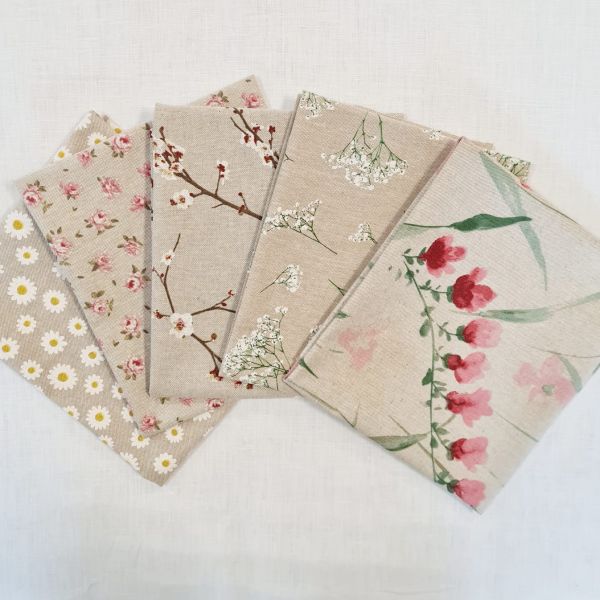 Stoffpaket "Blumen Natur" Quilten Patchwork Geschenkverpackung 5 Stücke a 50cm x 70cm