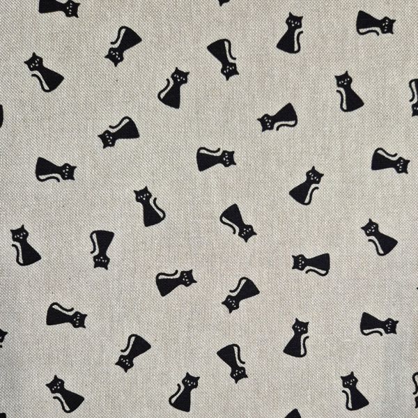 Stoff Meterware Baumwolle pflegeleicht "Katzen" schwarz natur 0,5