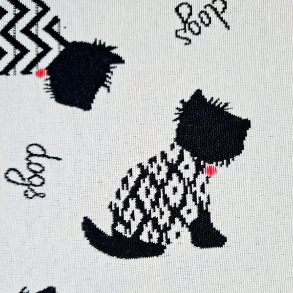 Stoff Meterware Baumwolle Jacquard "DOGS"schwarz weiss rot edel 0,5