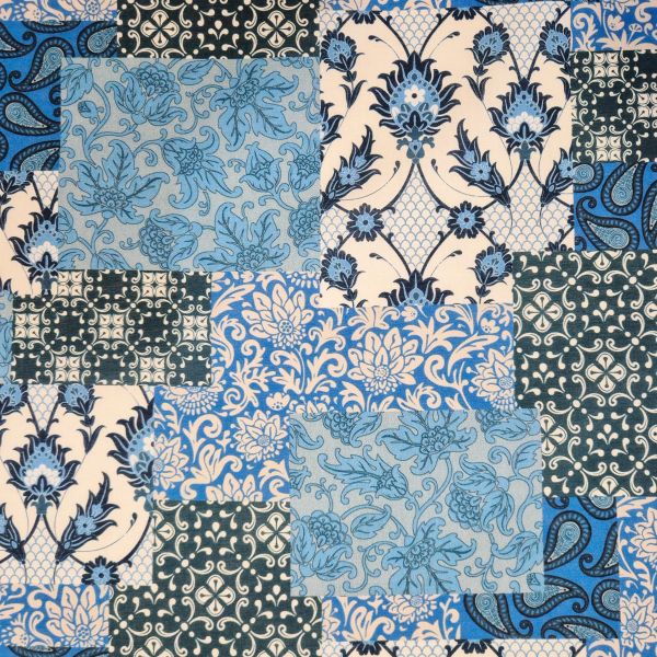 Stoff Meterware Baumwolle Voile "Ibiza" blau Kleiderstoff 0,5