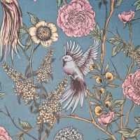 Stoff Baumwolle "Secret Garden" Jeansblau Pastell Digitaldruck Leinenoptik 0,5 Stoff Baumwolle "Secret Garden" Jeansblau Pastell Digitaldruck Leinenoptik 0,5