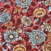 Stoff Baumwollstoff "Sveta" Bordeauxrot Blumen Hellblau Apricot 0,5 Stoff Baumwollstoff "Sveta" Bordeauxrot Blumen Hellblau Apricot 0,5