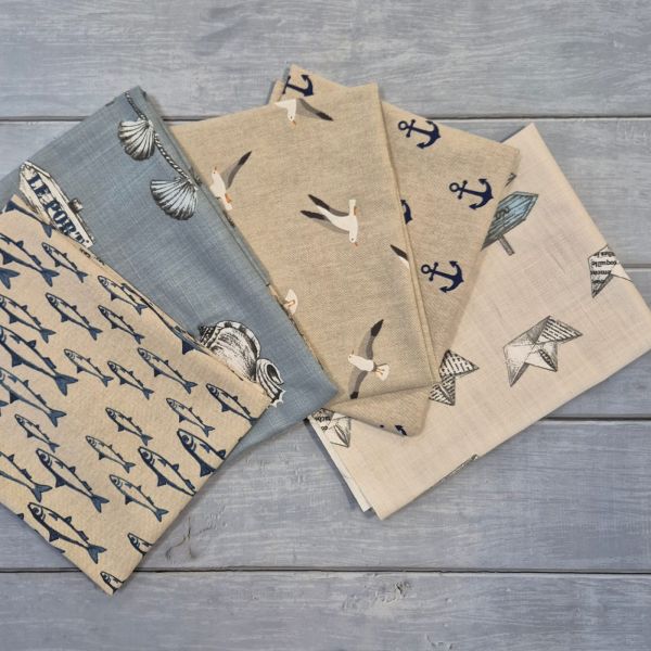 Stoffpaket "Meeresbrise" Quilten Patchwork Geschenkverpackung 5 Stücke a 50cm x 70/80cm