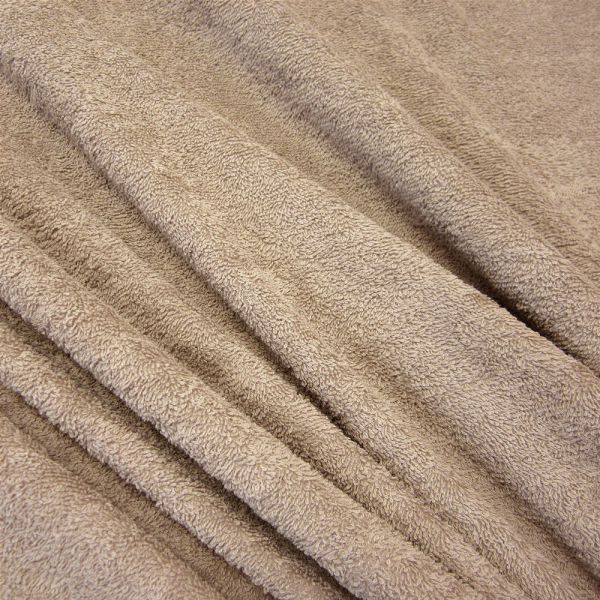 Kurzstück Stoff Meterware Baumwolle Frotté Frottee beige helltaupe weich 0,90m x 1,54m