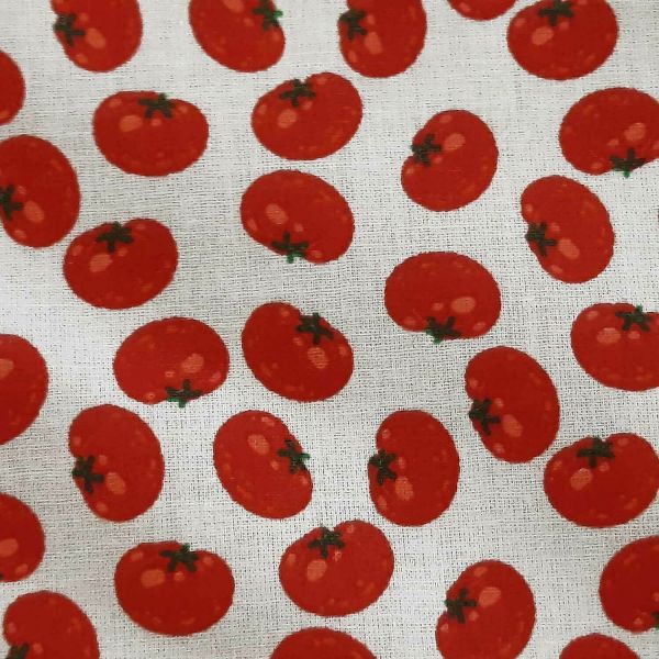 Stoff Meterware Baumwolle weiss rot Tomaten Küche 0,5