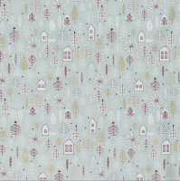 Stoff Meterware Baumwolle "Linus" hellmint Häuser+ Bäume weiss gold bordeaux 0,5 Weihnachtsstoff Stoff Meterware Baumwolle "Linus" hellmint Häuser+ Bäume weiss gold bordeaux 0,5 Weihnachtsstoff