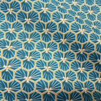 Stoff Baumwolle "Riad" petrol canard Blüten Waben sechseck grafisch 0,5 Stoff Baumwolle "Riad" petrol canard Blüten Waben sechseck grafisch 0,5