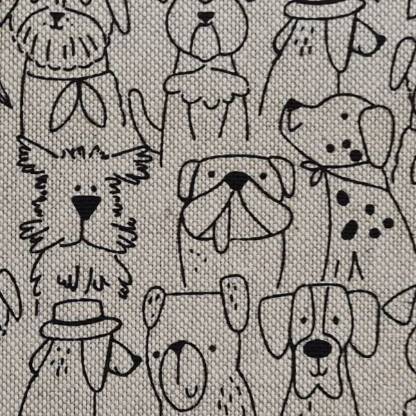 Stoff Meterware Baumwolle pflegeleicht "Cartoon Dogs" natur Hunde 0,5