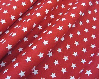 Stoff Baumwollstoff Stern Sterne rot weiß 9 mm