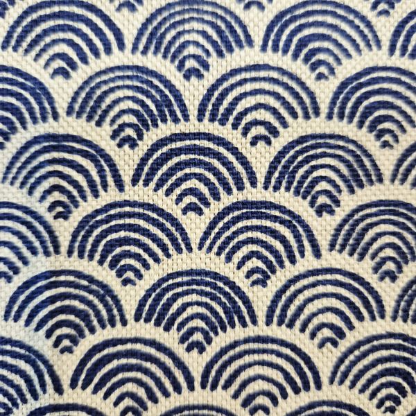 Stoff Baumwollstoff "Seigaiha" Wellen natur blau 0,5