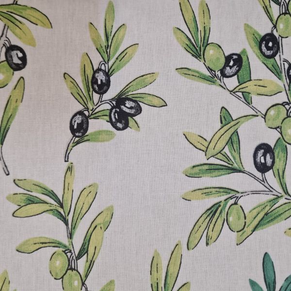 Stoff Baumwolle beschichtet "Oliven" ecru grün schwarz Wachstuch 0,5