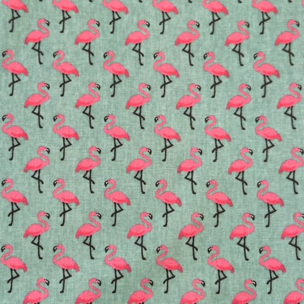 Stoff beschichtet Baumwolle "Flamingos" türkis 0,5