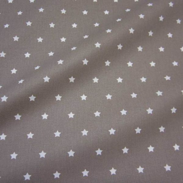 Kurzstück Stoff Baumwolle Sterne taupe weiß 0,78m x 1,60m