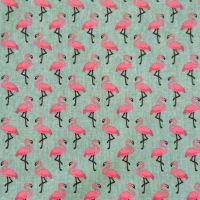 Stoff beschichtet Baumwolle "Flamingos" türkis pink wasserfest 0,5 Stoff beschichtet Baumwolle "Flamingos" türkis pink wasserfest 0,5