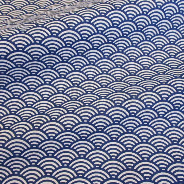 Stoff Baumwolle Japan Seigaiha Wellen blau weiß Japan 0,5