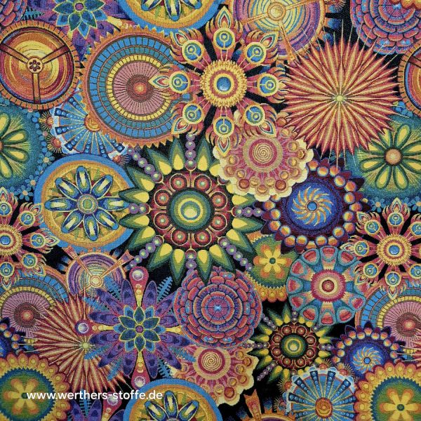 Stoff Meterware Jacquard "Seventies" Taschenstoff Dekostoff Mandala 0,5