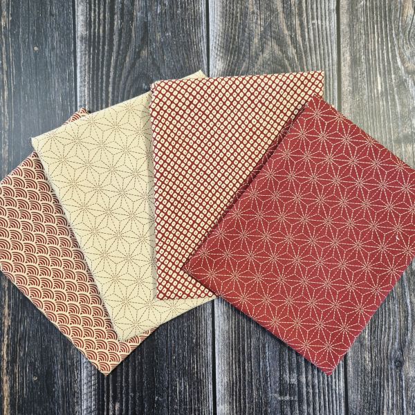 Stoffpaket "Kimono rot" Patchwork Täschchen Geschenkverpackung 4 Stücke a 50cm x 70cm