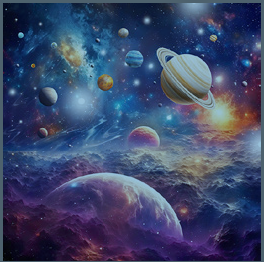Kissenpanel Velours "Weltall" Samt Deluxe 45cm x 45xm