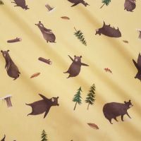 Stoff Baumwolle Percal gelb Bär "Waldtiere" 0,5 Stoff Baumwolle Percal gelb Bär "Waldtiere" 0,5