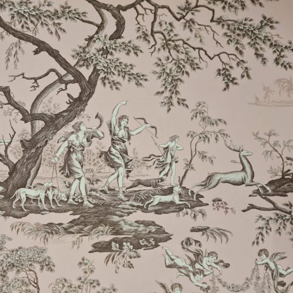 Stoff Baumwolle "Diane" Nude Puder Toile De Jouy Percale 0,5