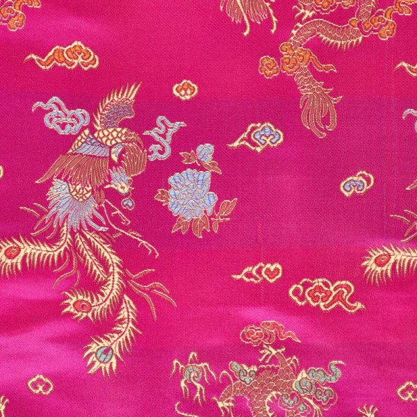 Stoff Brokat "Drachen" pink edel 0,5