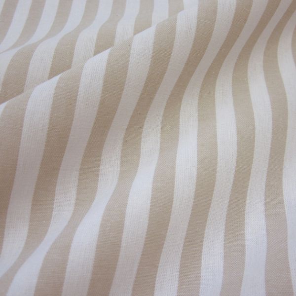 Kurzstück Stoff Baumwolle beige weiß Streifen 1cm gestreift durchgewebt 0,80m x 1,50m