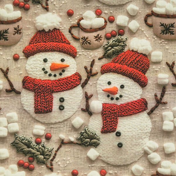 Stoff Meterware Baumwolle "Schneemänner" Weihnachten Digitaldruck 0,5
