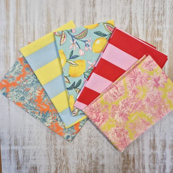 Stoffpaket "Sommer" Quilten Patchwork Geschenkverpackung 5 Stücke a 50cm x 80cm