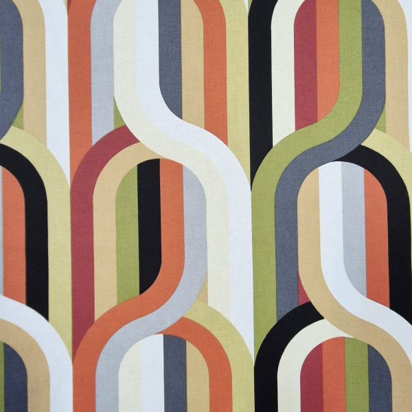 Stoff Meterware Baumwolle "Retro " Linien und Kurven graphisch 0,5