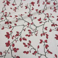 Stoff Meterware Baumwolle Hagebutte natur rot 0,5 Stoff Meterware Baumwolle Hagebutte natur rot 0,5