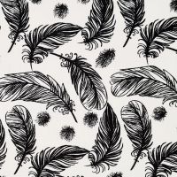 Stoff Meterware Jersey "Federn" Weiss Schwarz 0,5 Stoff Meterware Jersey "Federn" Weiss Schwarz 0,5