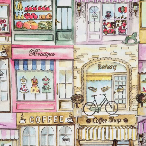 Stoff Baumwollstoff "Victoria Street" multicolor Digitaldruck 0,5