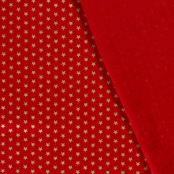 Stoff Meterware Baumwolle Sterne rot gold 0,5 Weihnachtsstoff