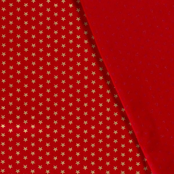 Stoff Meterware Baumwolle Sterne rot gold 0,5 Weihnachtsstoff