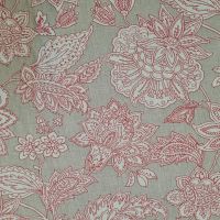 Stoff Baumwolle "Darjeeling" Blumen taupe weiß rot 0,5 Stoff Baumwolle "Darjeeling" Blumen taupe weiß rot 0,5