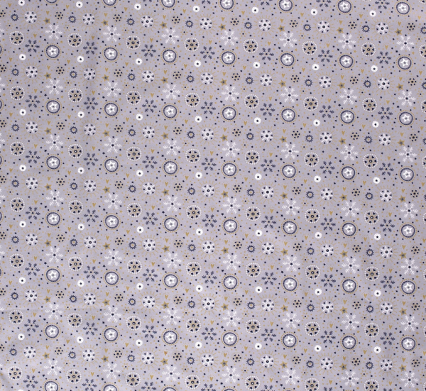 Stoff Meterware Baumwolle grau blau weiss gold Schneeflocken Eiskristalle 0,5