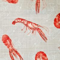 Vorschau: Stoff Baumwolle "Langoustine" beige rot weiss Leinenoptik 0,5 Vorschau: Stoff Baumwolle "Langoustine" beige rot weiss Leinenoptik 0,5