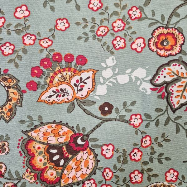 Stoff pflegeleicht celadon "Indienne" meergrün bunt 0,5