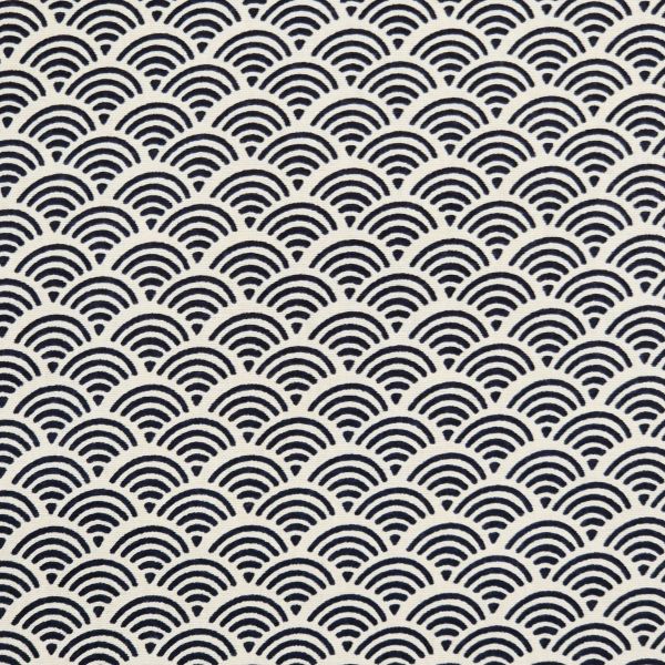 Stoff Baumwolle "Seigaiha" blau beige Japan 0,5