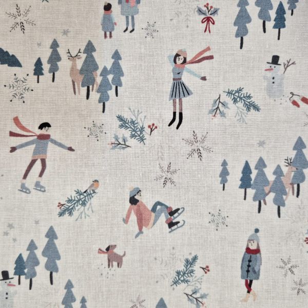 Stoff Meterware Baumwolle "Schneespaß" Winter Weihnachten Digitaldruck 0,5