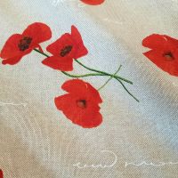 Stoff pflegeleicht natur Mohnblume Handschrift rot weiss 0,5 Stoff pflegeleicht natur Mohnblume Handschrift rot weiss 0,5