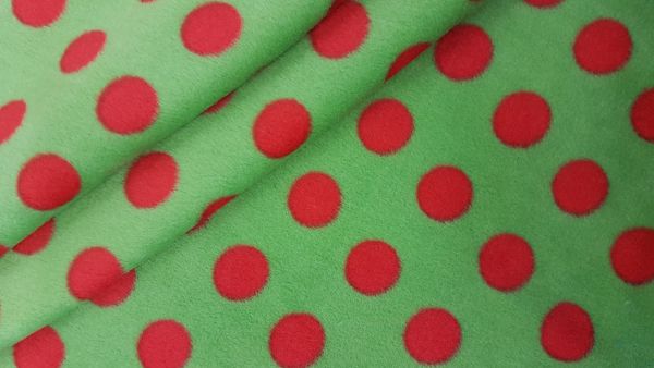 Stoff Meterware Polar Fleece grün rot Punkte weich warm kuschelig antipilling SONDERPREIS